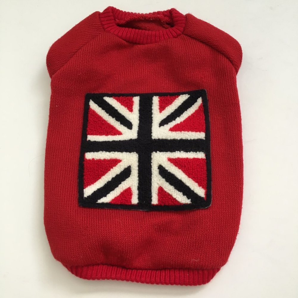Dog Clothes Red Knit Flag Patch Size XL Made in Korea